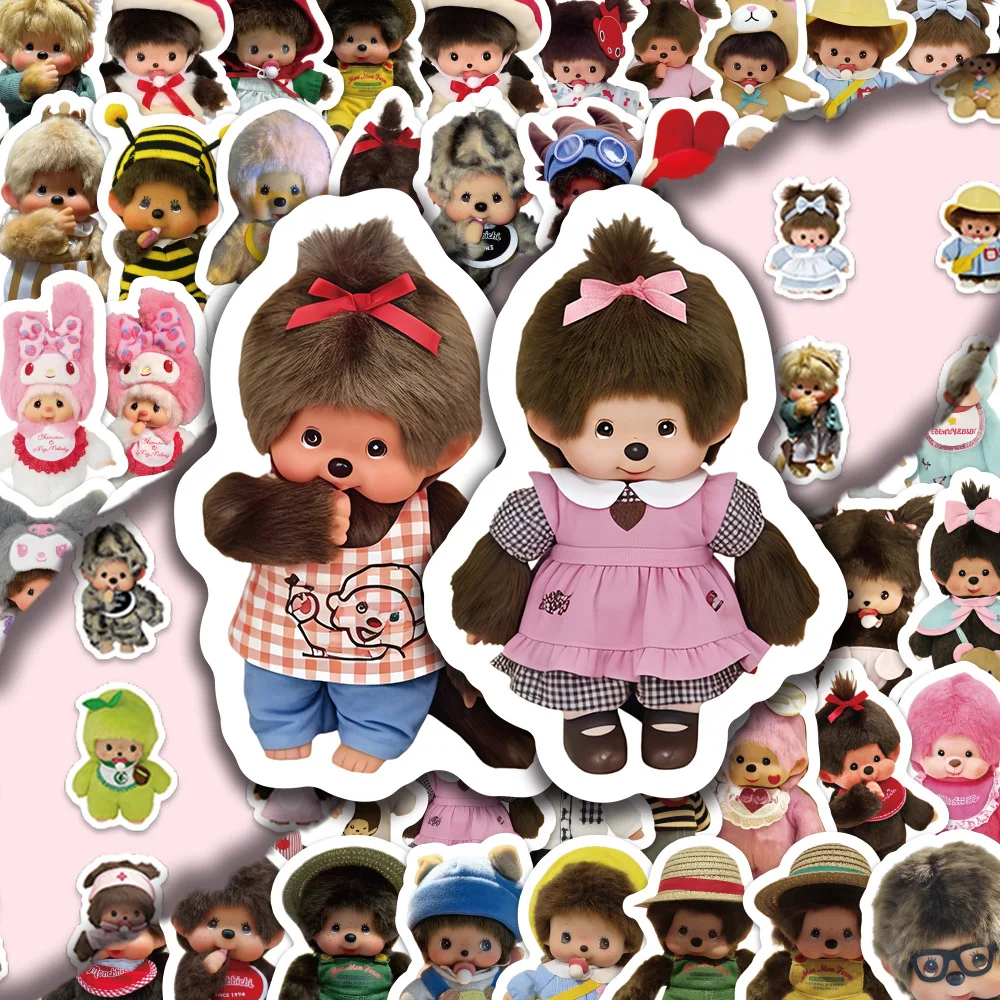 80PCS Monchhichi Graffiti Stickers Kids Kawaii Waterproof Paster Sticker for Phone Computer Notebook Stationery DIY Toys Secret