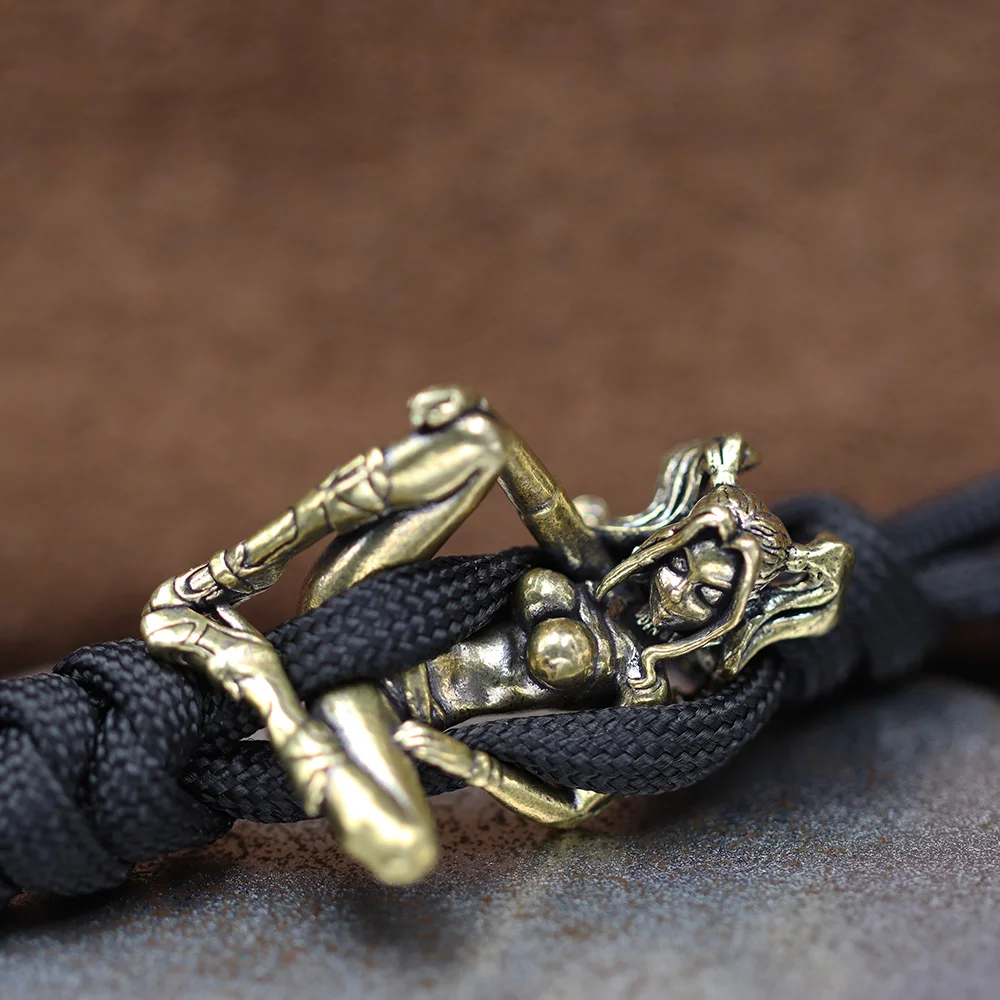 Beauty Girl Brass Knife Beads EDC Outdoor DIY Paracord Handmade Woven Lanyard Pendants Umbrella Rope Bracelet Charms Accessories