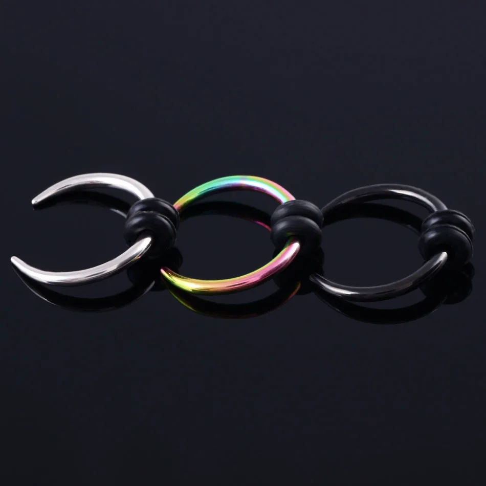 1 Piece Surgical Steel OX Horn Vintage Nose Septum Hoop Rings Ear Septum Clicker Horseshoe Nose Ear Taper Piercing Body Jewelry