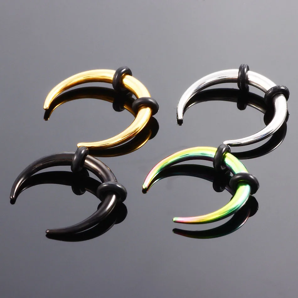 1 Piece Surgical Steel OX Horn Vintage Nose Septum Hoop Rings Ear Septum Clicker Horseshoe Nose Ear Taper Piercing Body Jewelry