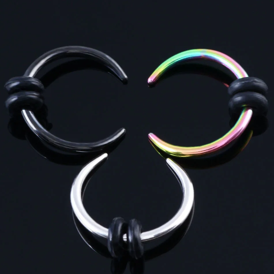 1 Piece Surgical Steel OX Horn Vintage Nose Septum Hoop Rings Ear Septum Clicker Horseshoe Nose Ear Taper Piercing Body Jewelry
