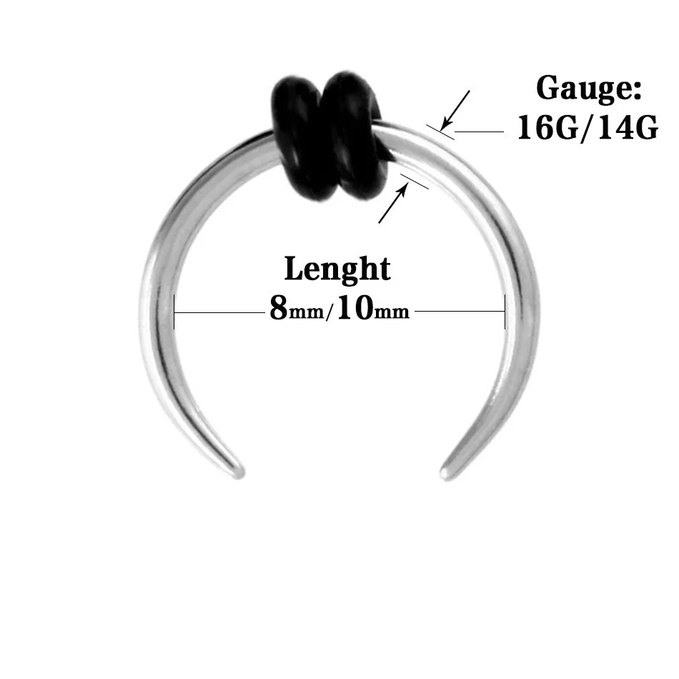 1 Piece Surgical Steel OX Horn Vintage Nose Septum Hoop Rings Ear Septum Clicker Horseshoe Nose Ear Taper Piercing Body Jewelry