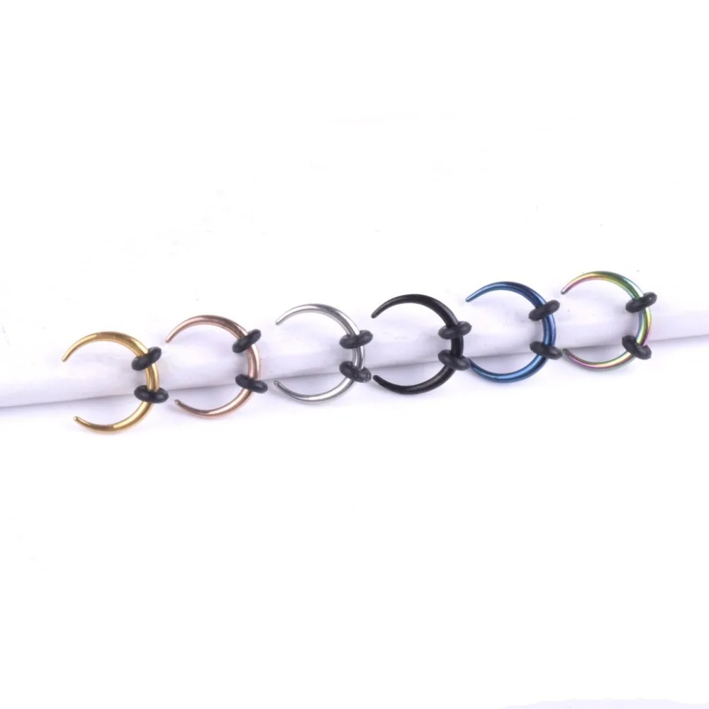 1 Piece Surgical Steel OX Horn Vintage Nose Septum Hoop Rings Ear Septum Clicker Horseshoe Nose Ear Taper Piercing Body Jewelry