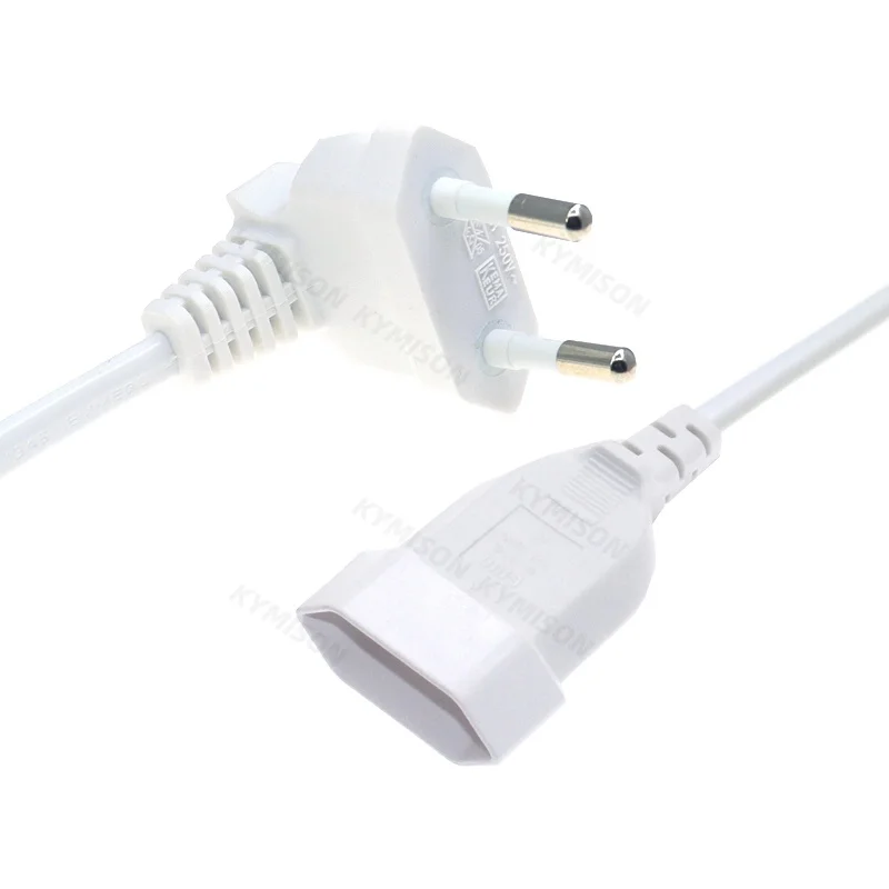 Europea 90 Degree Male Plug To Female Socket Power Extension Cable For PC Computer PDU 0.3m/0.6m/1.8m EU 2Prong Bend Angled Cord