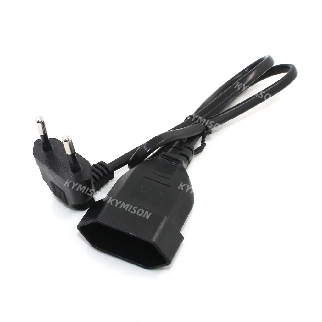 Europea 90 Degree Male Plug To Female Socket Power Extension Cable For PC Computer PDU 0.3m/0.6m/1.8m EU 2Prong Bend Angled Cord