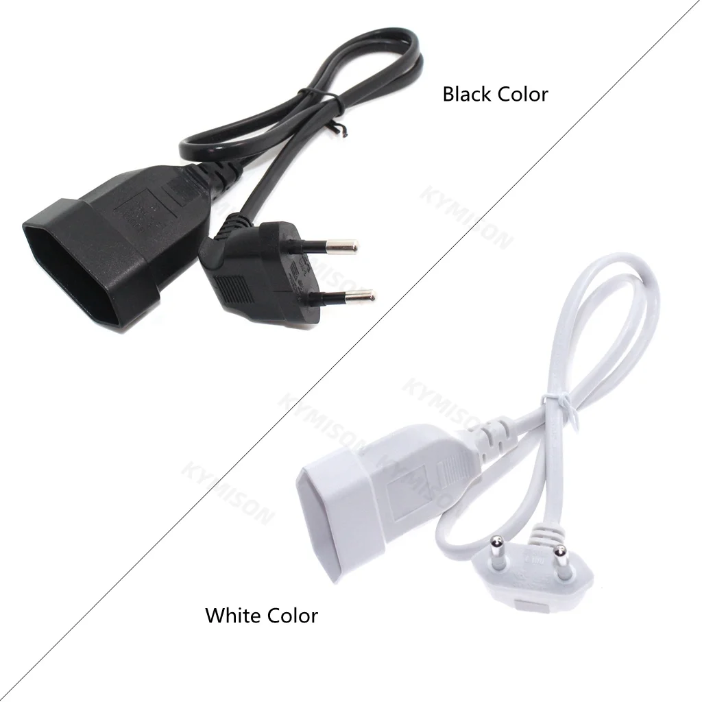 Europea 90 Degree Male Plug To Female Socket Power Extension Cable For PC Computer PDU 0.3m/0.6m/1.8m EU 2Prong Bend Angled Cord