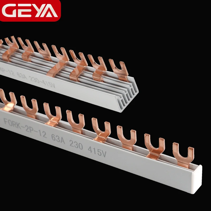 GEYA Pin & Fork Type 1.4mm Copper Busbar for Circuit Breaker 12 Way MCB Connector Busbar Connection 1A-63A 1P 2P 3P 4P