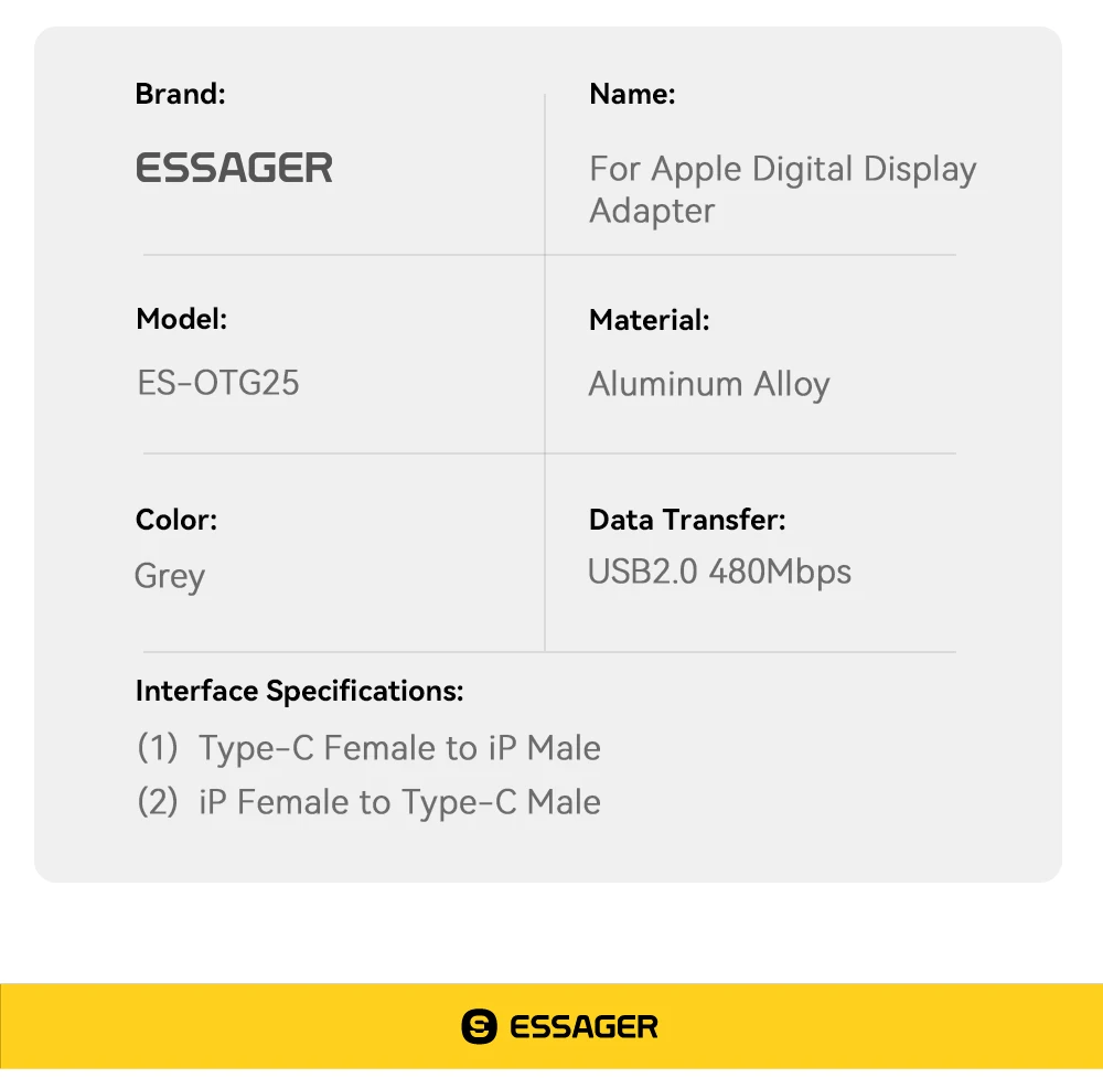 Essager Type C to Lighting OTG Adapter Digital Display Fast Charging Type-C Female To Lightning Male Connector For iPhone 15 14