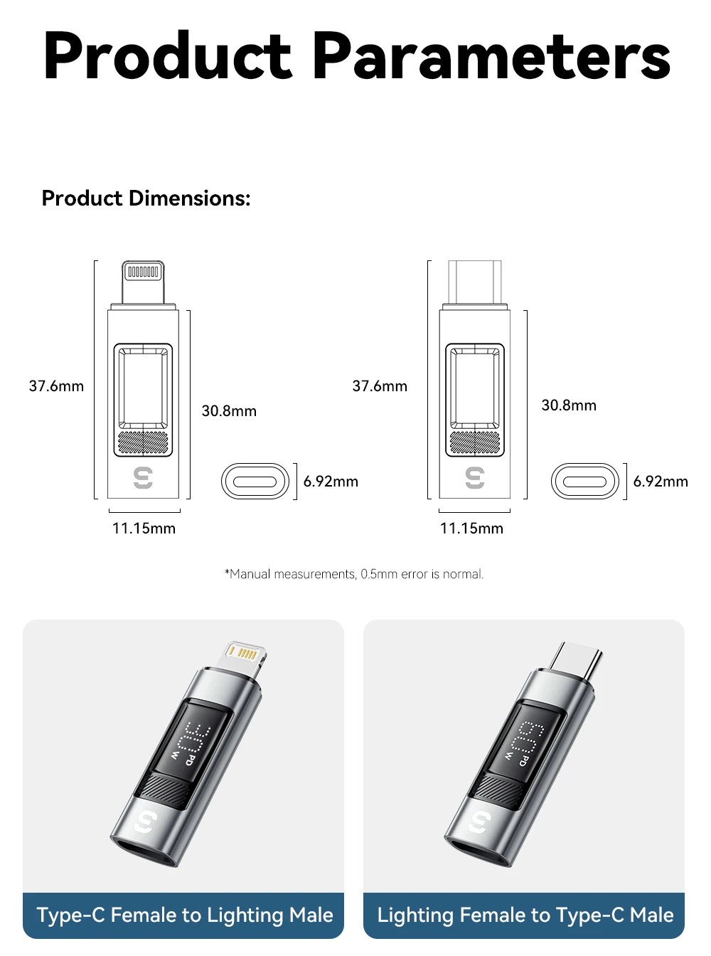 Essager Type C to Lighting OTG Adapter Digital Display Fast Charging Type-C Female To Lightning Male Connector For iPhone 15 14
