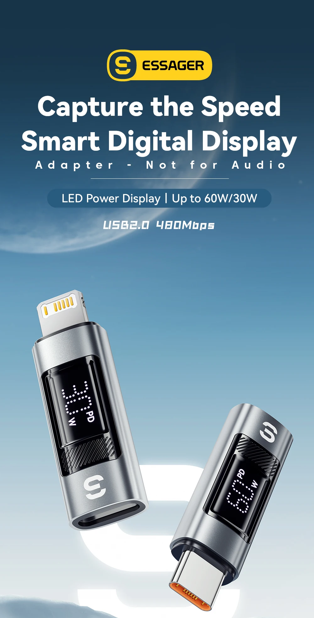 Essager Type C to Lighting OTG Adapter Digital Display Fast Charging Type-C Female To Lightning Male Connector For iPhone 15 14
