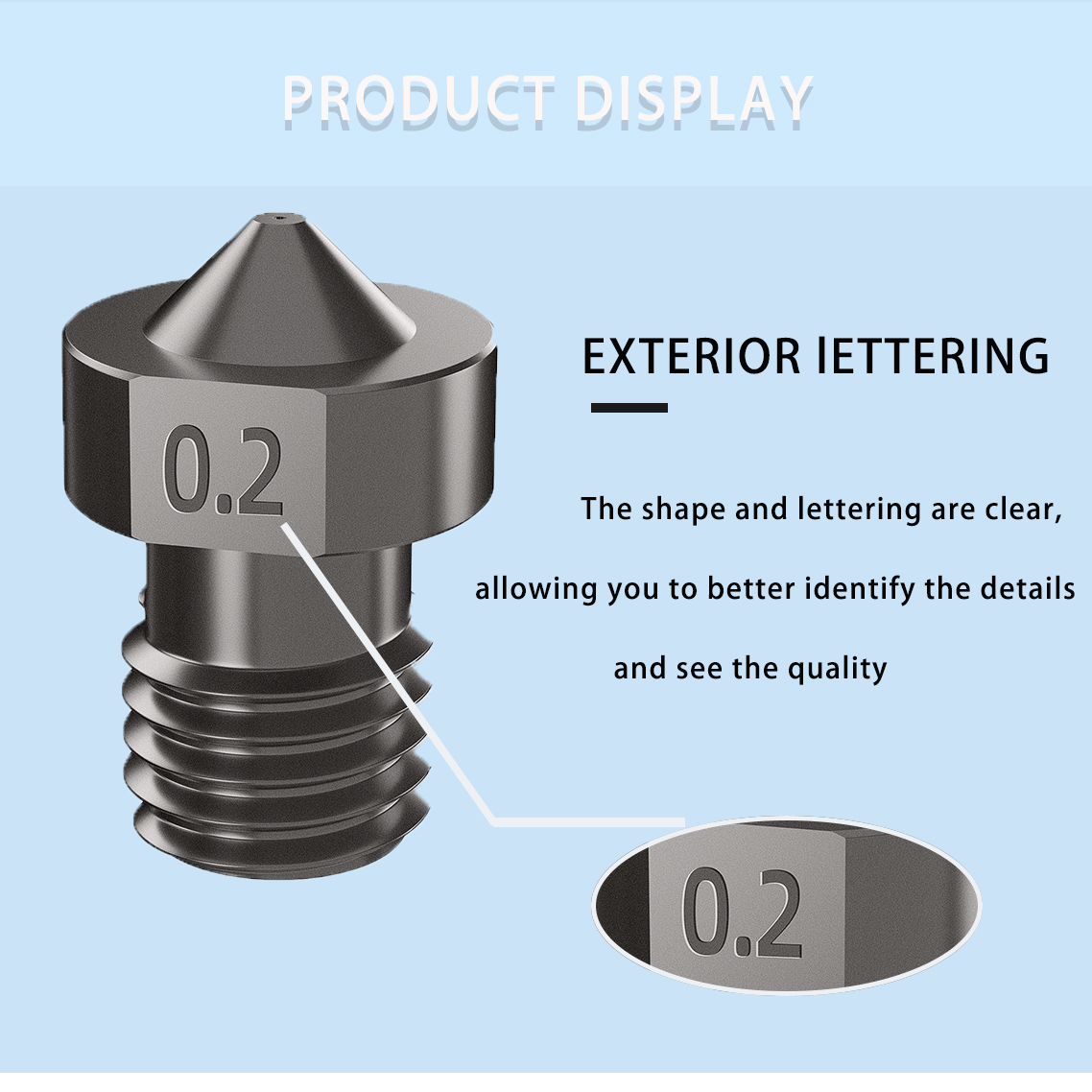 V6 Nozzle Hardened Steel 0.2/0.4/0.6/0.8/1mm 1.75mm Filament M6 3D Printer Nozzle For Ender 3 Hotend Titan Extruder Prusa I3 MK3