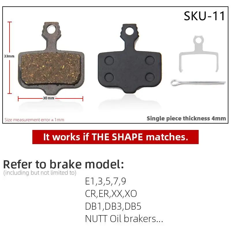 1 Pair of Mountain Bike Hydraulic Disc Resin Brake Pads, Suitable For Shimano SRAM AVI Hayes Magura Parts
