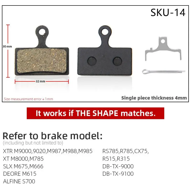 1 Pair of Mountain Bike Hydraulic Disc Resin Brake Pads, Suitable For Shimano SRAM AVI Hayes Magura Parts