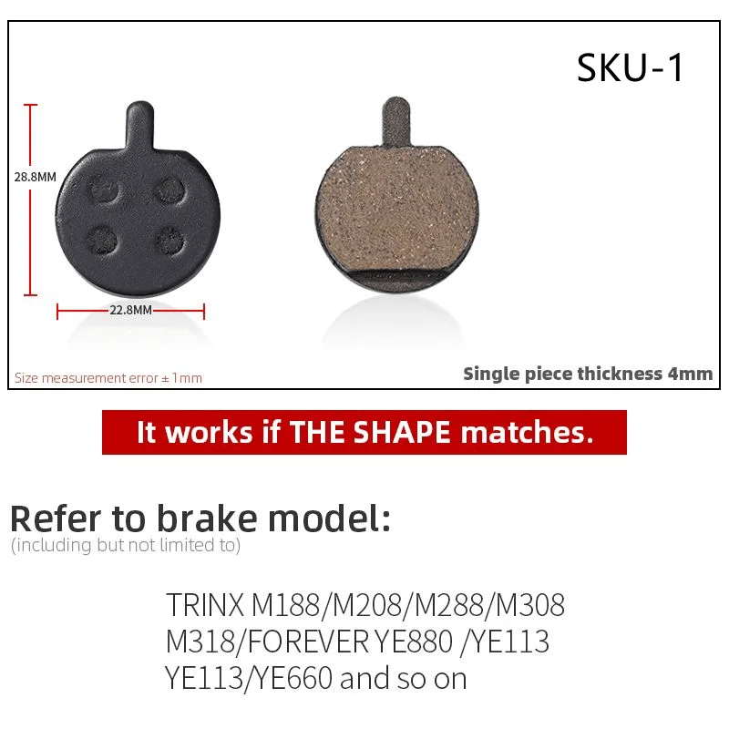 1 Pair of Mountain Bike Hydraulic Disc Resin Brake Pads, Suitable For Shimano SRAM AVI Hayes Magura Parts