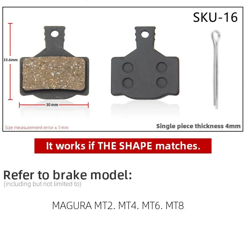 1 Pair of Mountain Bike Hydraulic Disc Resin Brake Pads, Suitable For Shimano SRAM AVI Hayes Magura Parts