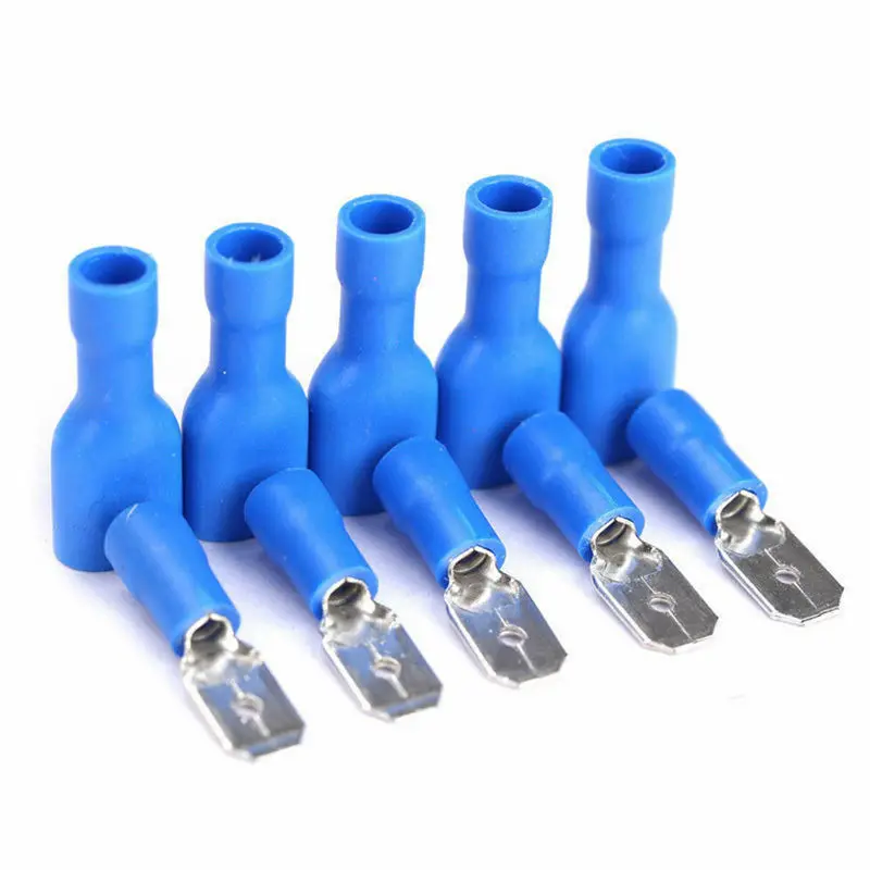 100PCS(50Pairs) Insulated Female&Male Crimp Spade Terminals Butt Splice 6.3mm Electrical Wire Connectors Wiring Cable Plug