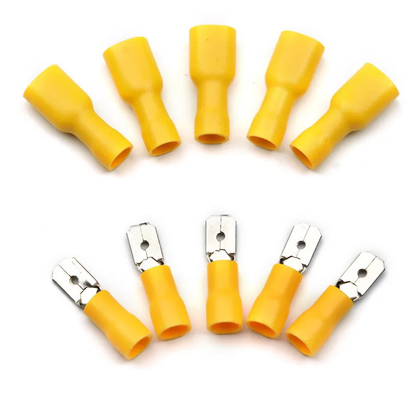 100PCS(50Pairs) Insulated Female&Male Crimp Spade Terminals Butt Splice 6.3mm Electrical Wire Connectors Wiring Cable Plug