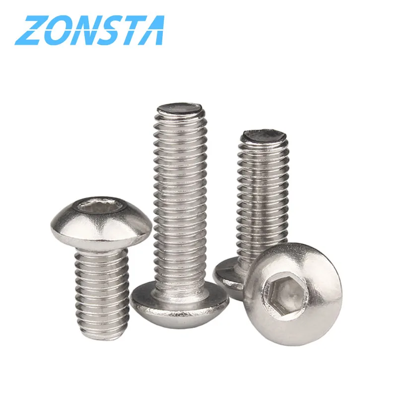 Allen Key Head Screw M2 M2.5 M3 M4 M5 M6 304 Stainless Steel Button Hex Socket Pan Head Round Machine Furniture Bolt ISO7380 DIY