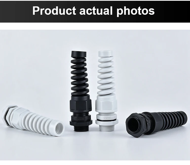 5PCS Waterproof Cable Gland PG7 Plastic Anti-Bending Joint M12 Nylon PA66 Torsion-proof Glands PG9/11/13.5/16/19/21 Connector