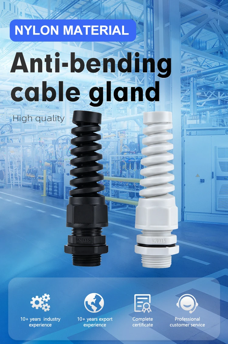 5PCS Waterproof Cable Gland PG7 Plastic Anti-Bending Joint M12 Nylon PA66 Torsion-proof Glands PG9/11/13.5/16/19/21 Connector