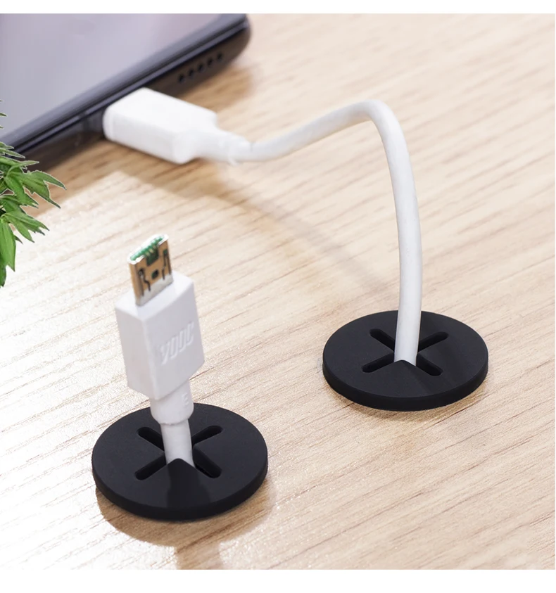 Desk Cord Grommet, Flexible Silicone Cable Hole Cover, Wire Organizer, Cable Pass Through, Round Gasket White
