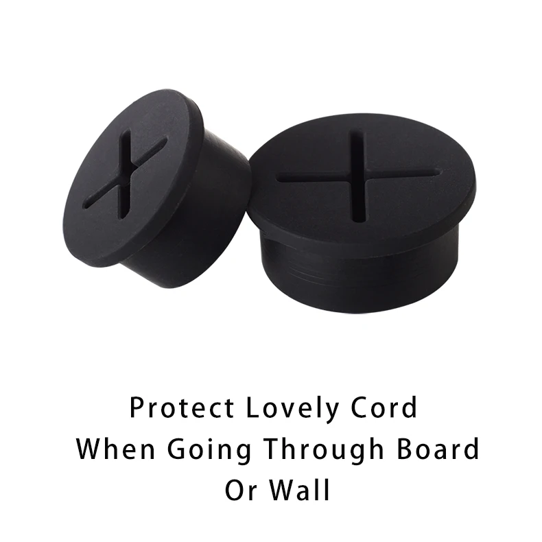 Desk Cord Grommet, Flexible Silicone Cable Hole Cover, Wire Organizer, Cable Pass Through, Round Gasket White