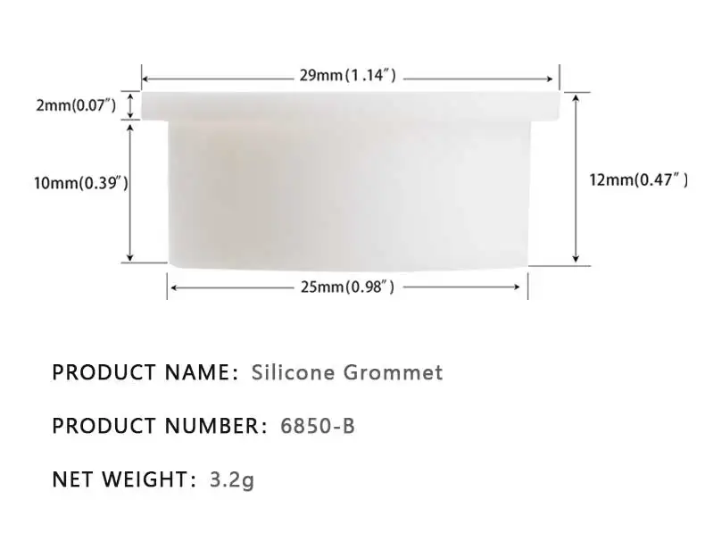 Desk Cord Grommet, Flexible Silicone Cable Hole Cover, Wire Organizer, Cable Pass Through, Round Gasket White