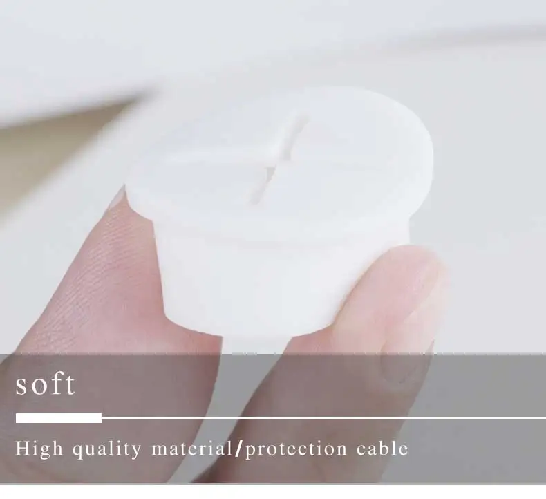 Desk Cord Grommet, Flexible Silicone Cable Hole Cover, Wire Organizer, Cable Pass Through, Round Gasket White