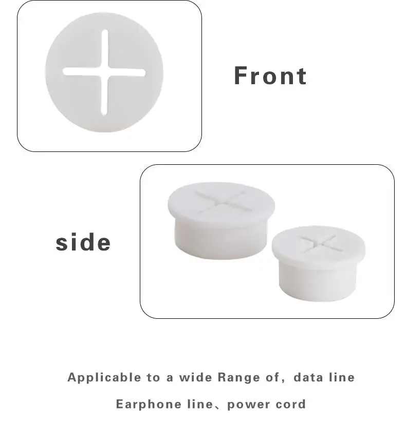 Desk Cord Grommet, Flexible Silicone Cable Hole Cover, Wire Organizer, Cable Pass Through, Round Gasket White