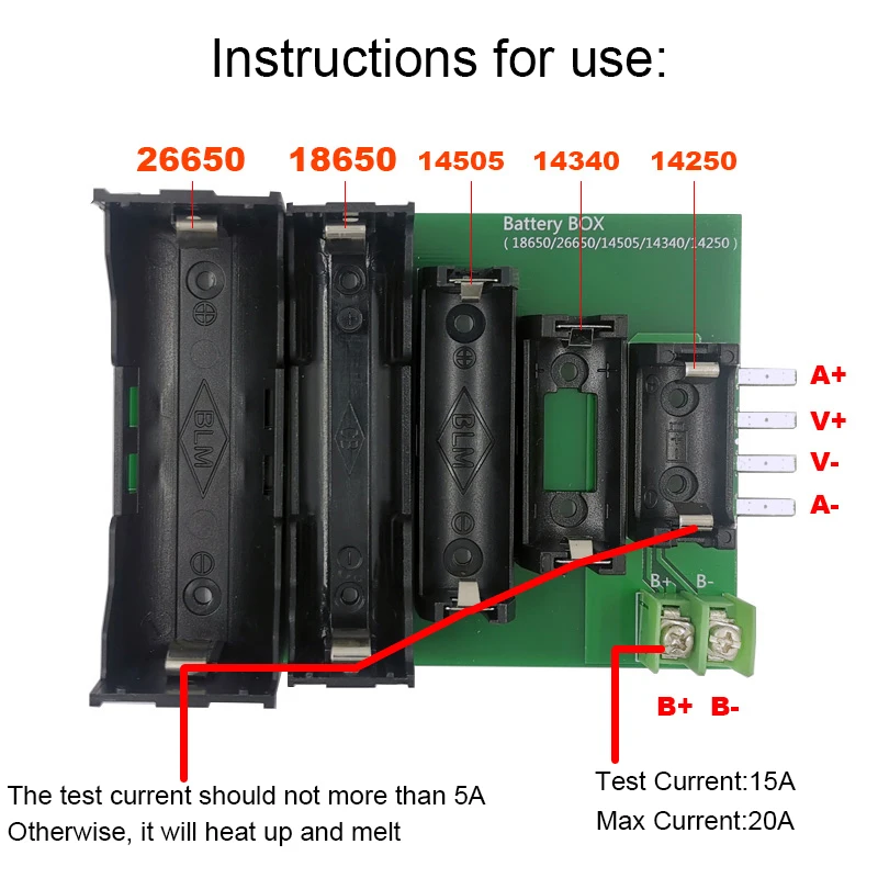 ABS 4-wire and 2-wire Terminal 18650 26650 14505 14340 1425 battery Case Holder test Storage box for DL24P