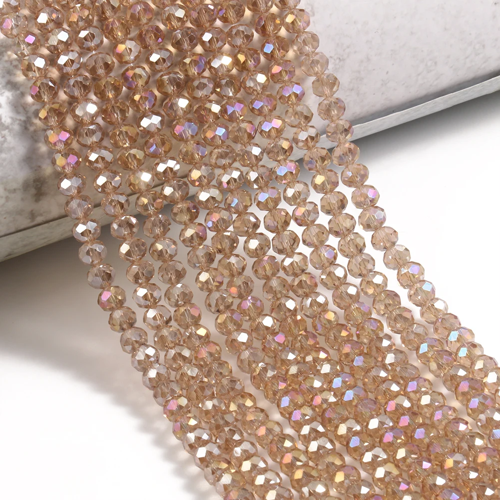 Glass Beads for Bracelets 3/4/6/8mm Faceted Multicolor Austria Crystal Round Loose Beads for Jewelry Making Diy Bracelet Strand