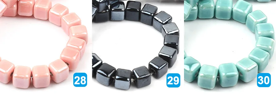 Fashion Colors 6mm/8mm/10mm Square Beads Ceramic Beads DIY 2.0mm Hole Beads Handmade Porcelain Beads For Jewelry Making
