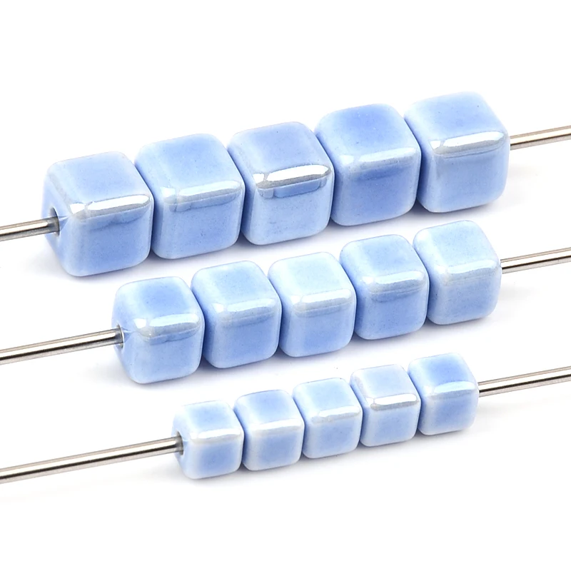 Fashion Colors 6mm/8mm/10mm Square Beads Ceramic Beads DIY 2.0mm Hole Beads Handmade Porcelain Beads For Jewelry Making