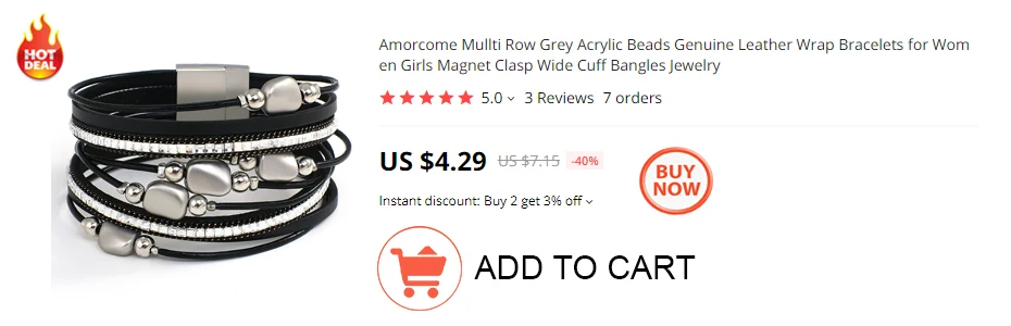 Amorcome Multilayer Metal Beads Charm Leather Bracelets for Women Trendy Design Double Wrap Bracelets & Bangles Jewelry