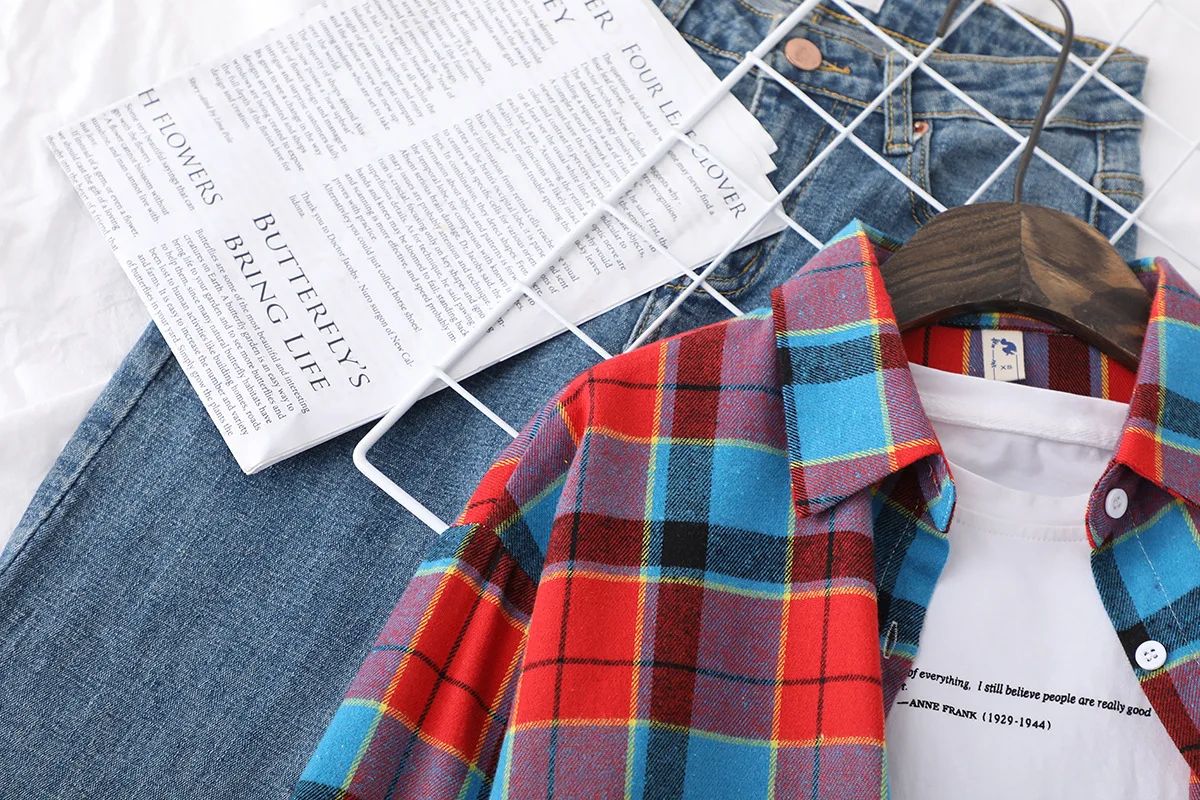 Brand Women's Flannel Plaid Shirts 2026 New Ladies Tops Exquisite Designer Style Loose Blouses Casual Cotton Long Sleeve Blouse
