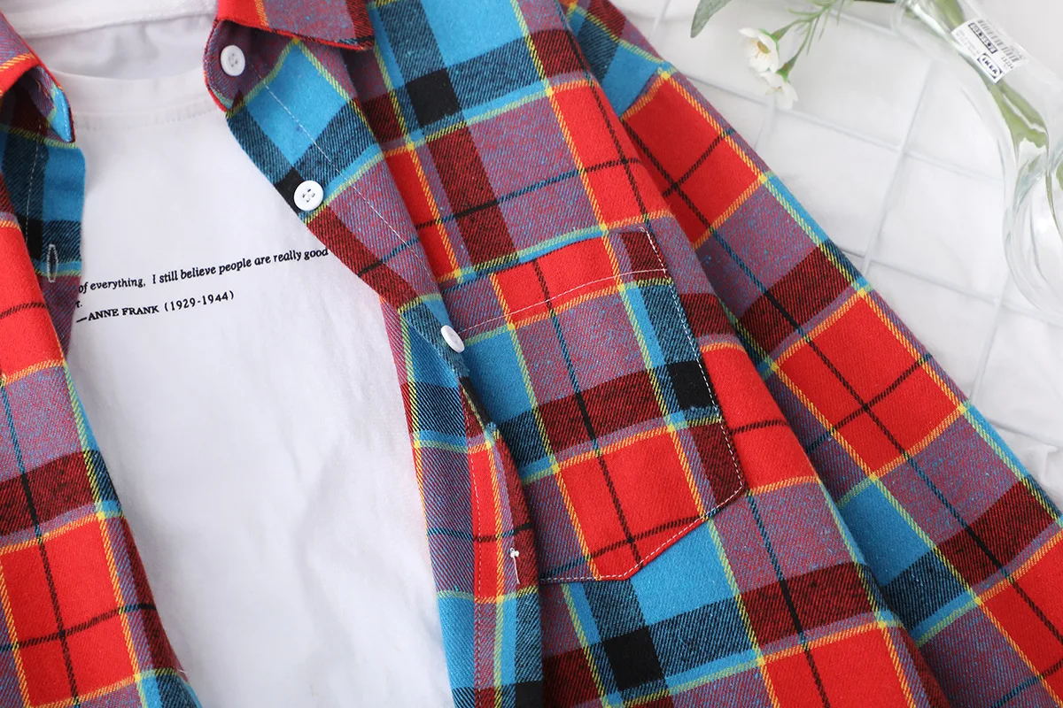 Brand Women's Flannel Plaid Shirts 2026 New Ladies Tops Exquisite Designer Style Loose Blouses Casual Cotton Long Sleeve Blouse