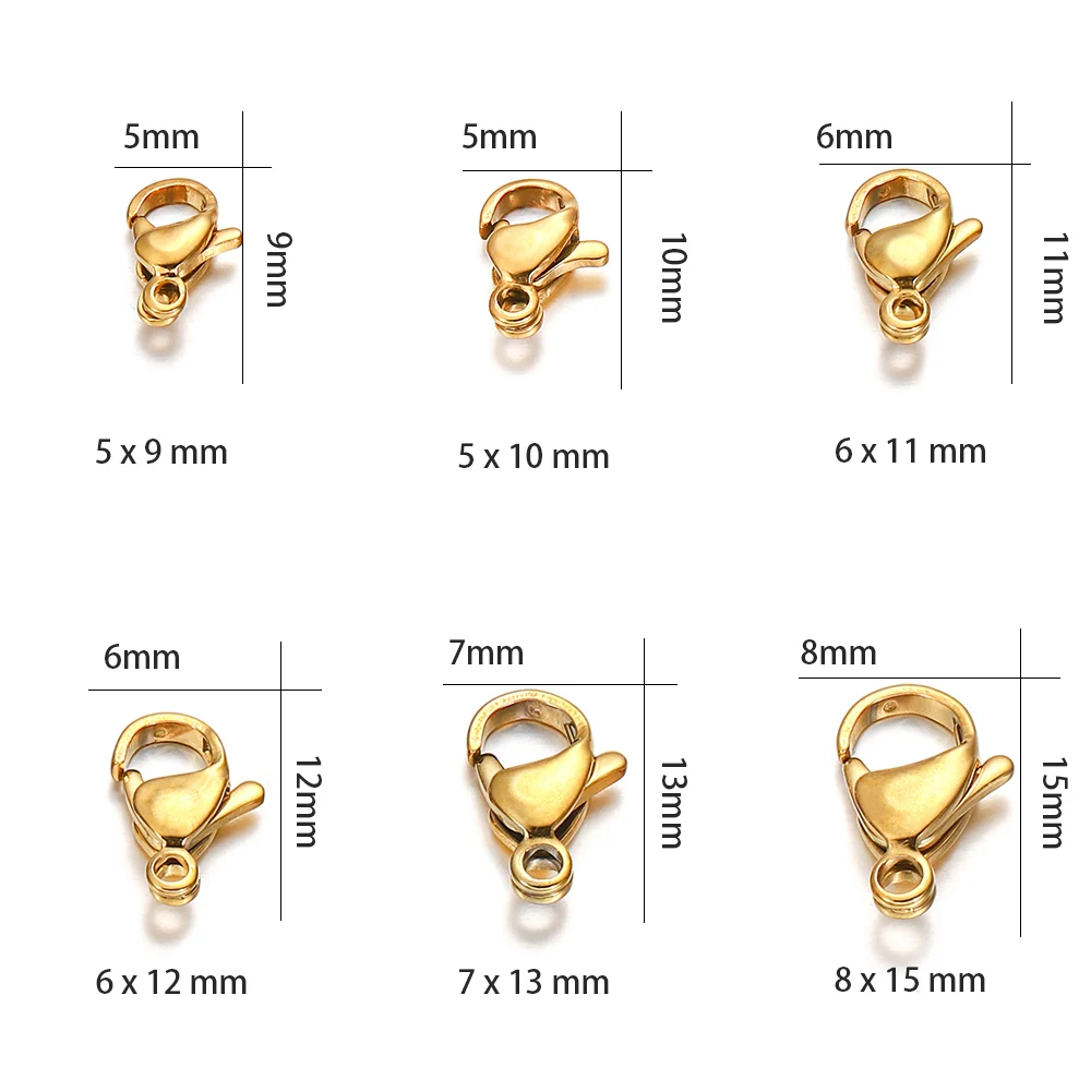 10-30Pcs Stainless Steel Gold Plated Lobster Clasp Claw Clasps For Bracelet Necklace Chain Diy Jewelry Making Findings Supplies