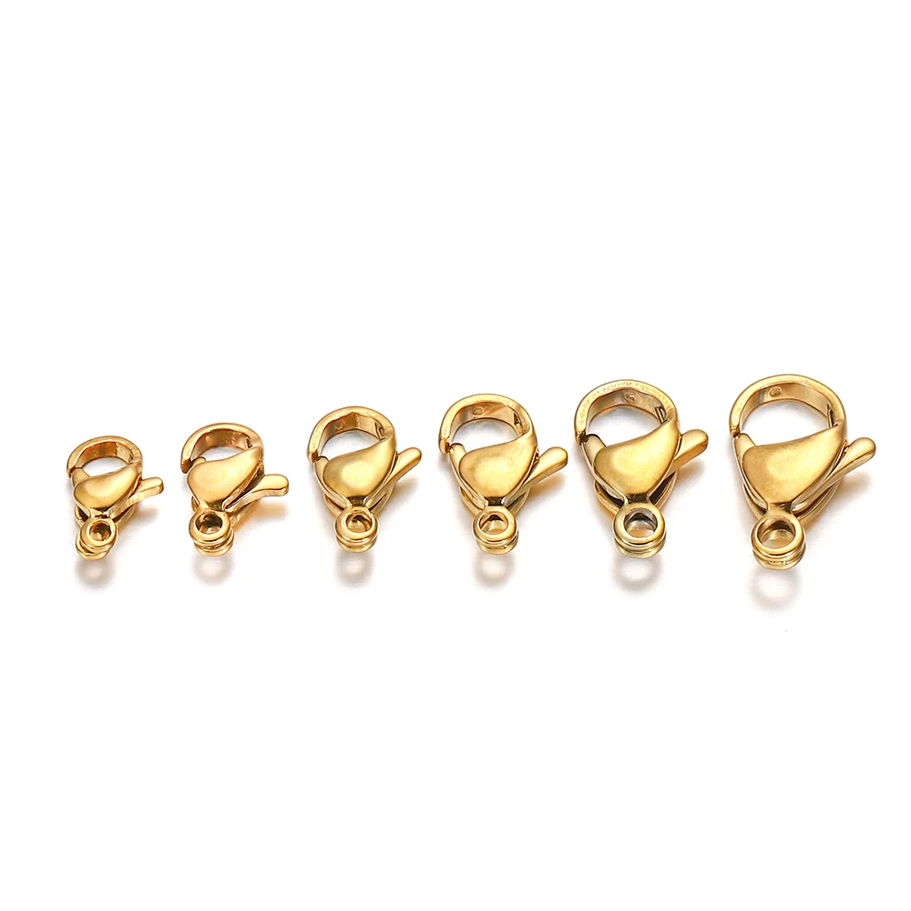10-30Pcs Stainless Steel Gold Plated Lobster Clasp Claw Clasps For Bracelet Necklace Chain Diy Jewelry Making Findings Supplies