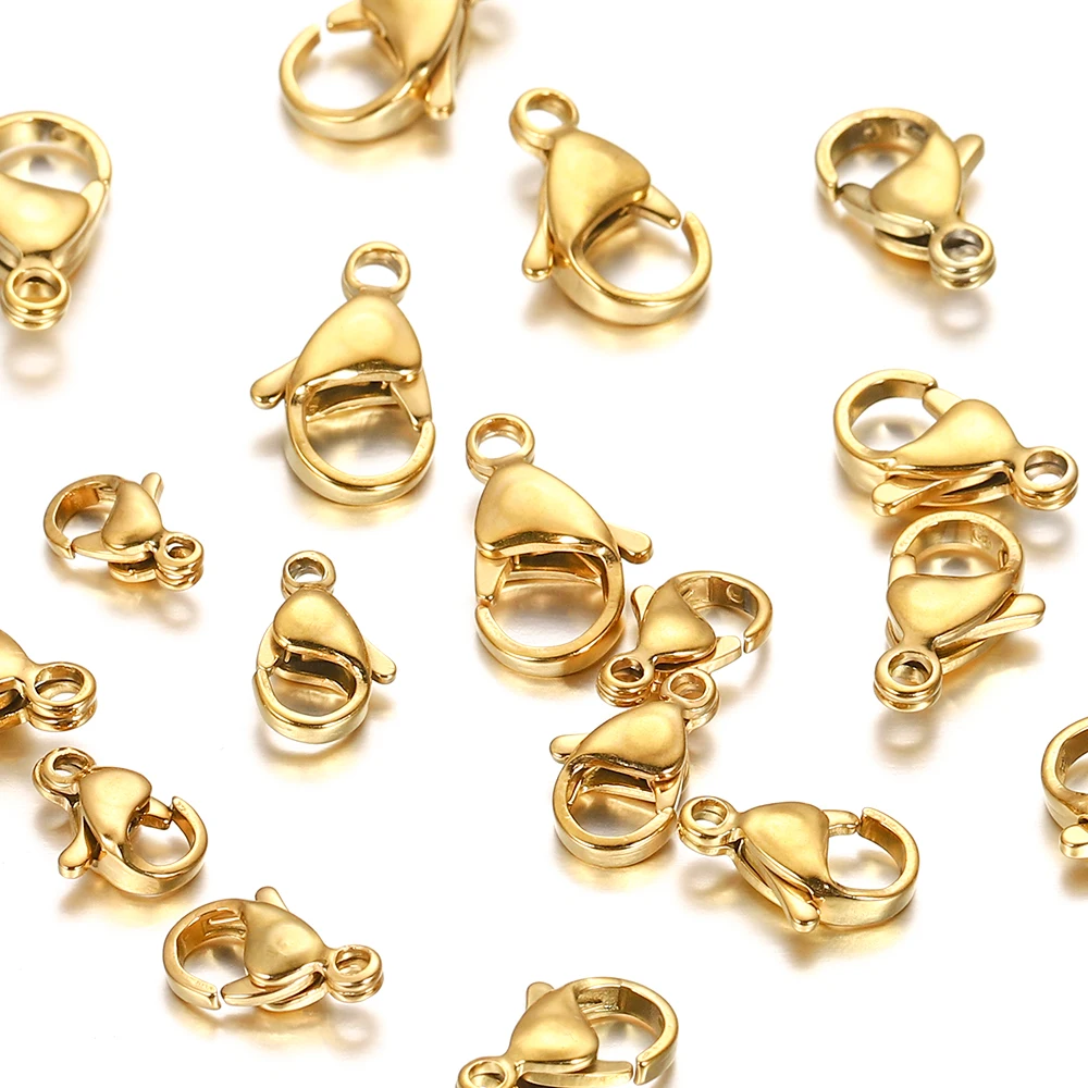 10-30Pcs Stainless Steel Gold Plated Lobster Clasp Claw Clasps For Bracelet Necklace Chain Diy Jewelry Making Findings Supplies