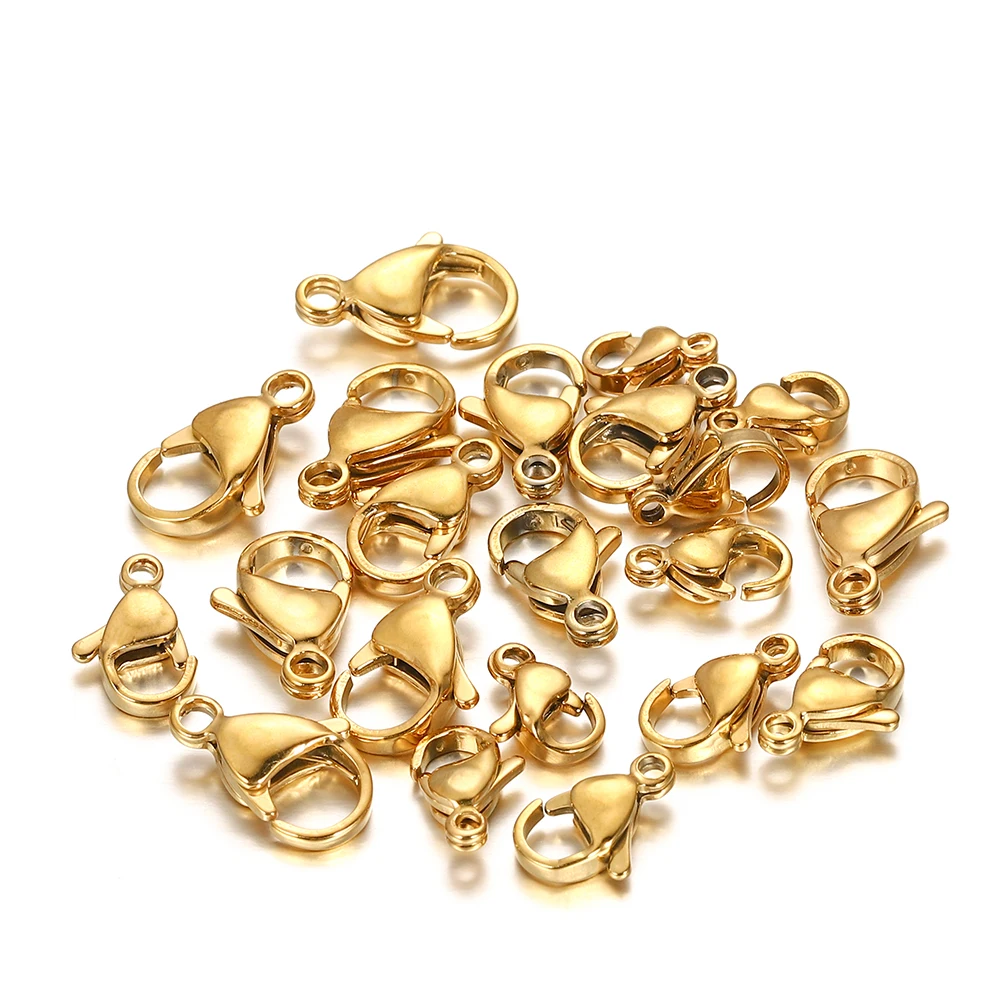 10-30Pcs Stainless Steel Gold Plated Lobster Clasp Claw Clasps For Bracelet Necklace Chain Diy Jewelry Making Findings Supplies
