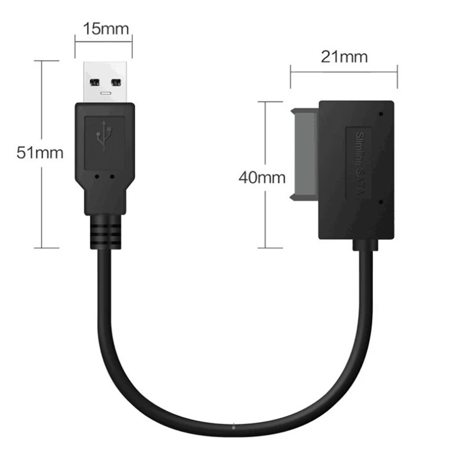 Grwibeou USB 2.0 to Mini Sata II 7+6 13Pin Adapter Converter Cable For Laptop CD/DVD ROM Slimline Drive Converter HDD Caddy