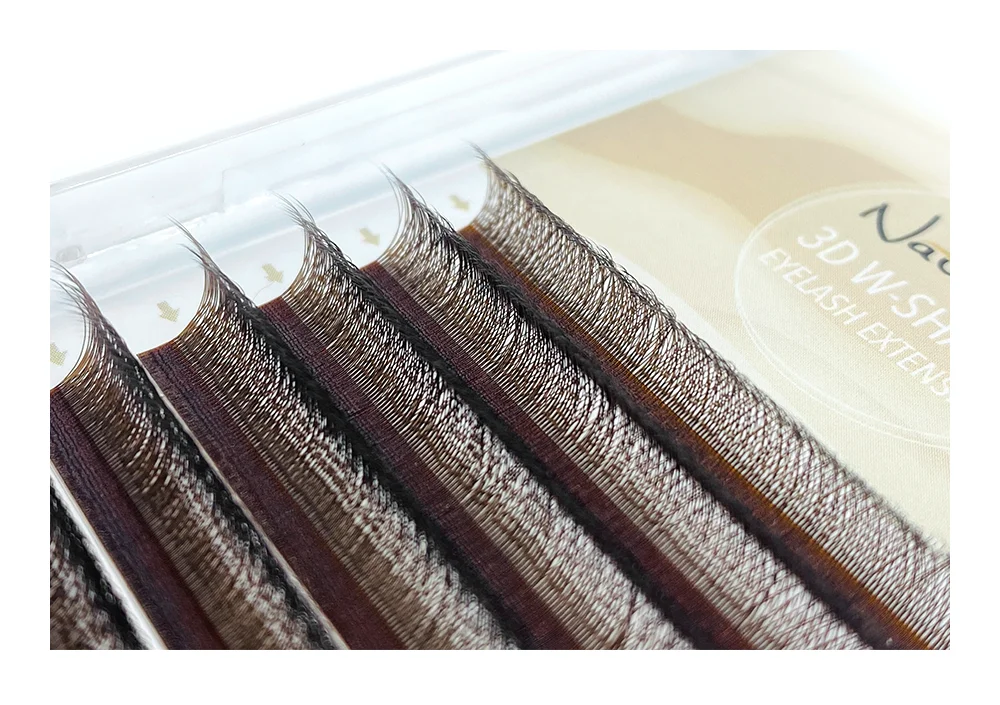 NATUHANA 3D 4D 5D W-Shape Eyelash Extension C D L LU(M) Curl Colorful Lashes High Quality Clover W Brown Shape Eyelash