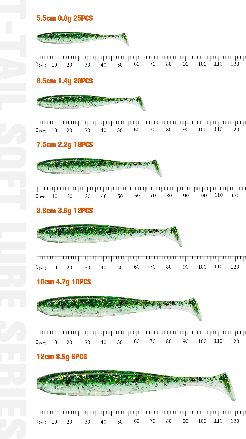 TSURINOYA NEW SIZE 100mm 120mm T Tail Worm Soft Lures Easy Shiner Artificial Soft Baits Odor Added For Bass Fishing Wobblers