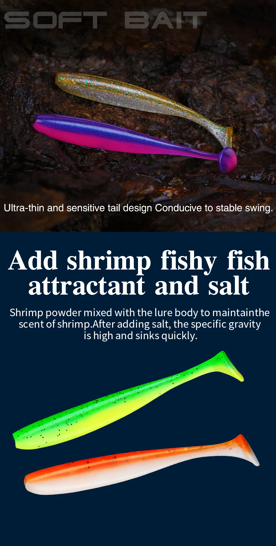 TSURINOYA NEW SIZE 100mm 120mm T Tail Worm Soft Lures Easy Shiner Artificial Soft Baits Odor Added For Bass Fishing Wobblers