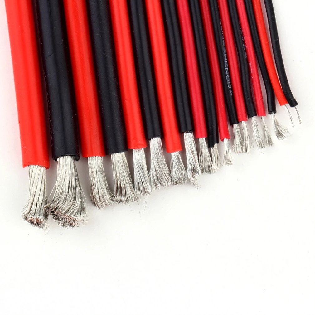 Silicone cable red black wire RC Car Battery wiring Electrical wires RC Airplanes 14awg 12awg 10awg 26 24 22 18 16 14 12 10 awg