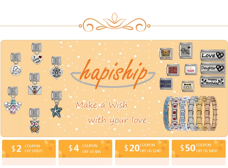 Hapiship 2024 New Fashion 26 English Letters Italian Charm Links Fit 9mm Stainless Steel Bracelet Making Women Jewelry DJ110