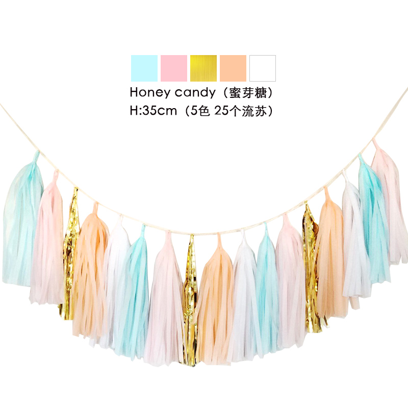 20pcs Multicolor DIY Tissue Paper Tassel Garland Sets Baby Shower Anniversary Birthday Party Wedding Decoration Crafts Supplies