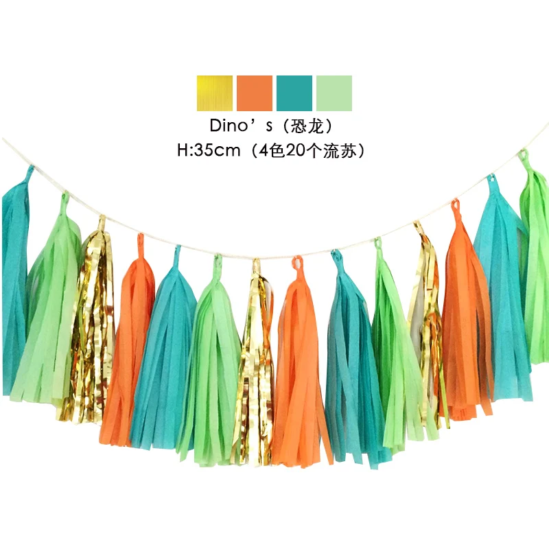20pcs Multicolor DIY Tissue Paper Tassel Garland Sets Baby Shower Anniversary Birthday Party Wedding Decoration Crafts Supplies