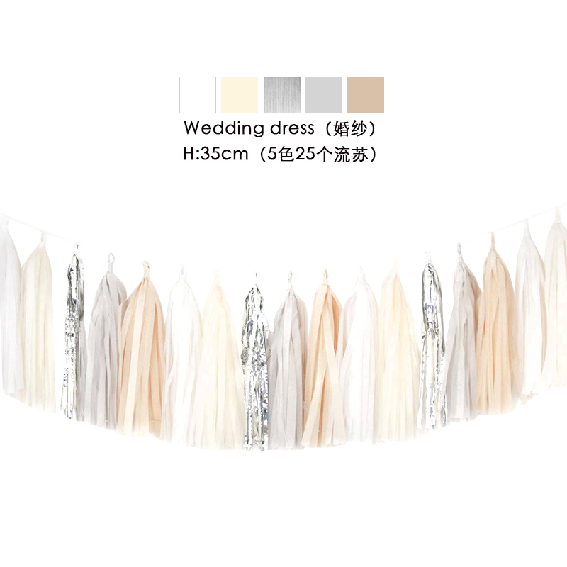 20pcs Multicolor DIY Tissue Paper Tassel Garland Sets Baby Shower Anniversary Birthday Party Wedding Decoration Crafts Supplies