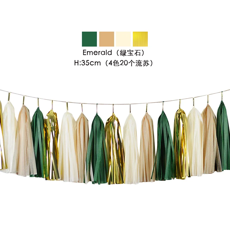 20pcs Multicolor DIY Tissue Paper Tassel Garland Sets Baby Shower Anniversary Birthday Party Wedding Decoration Crafts Supplies